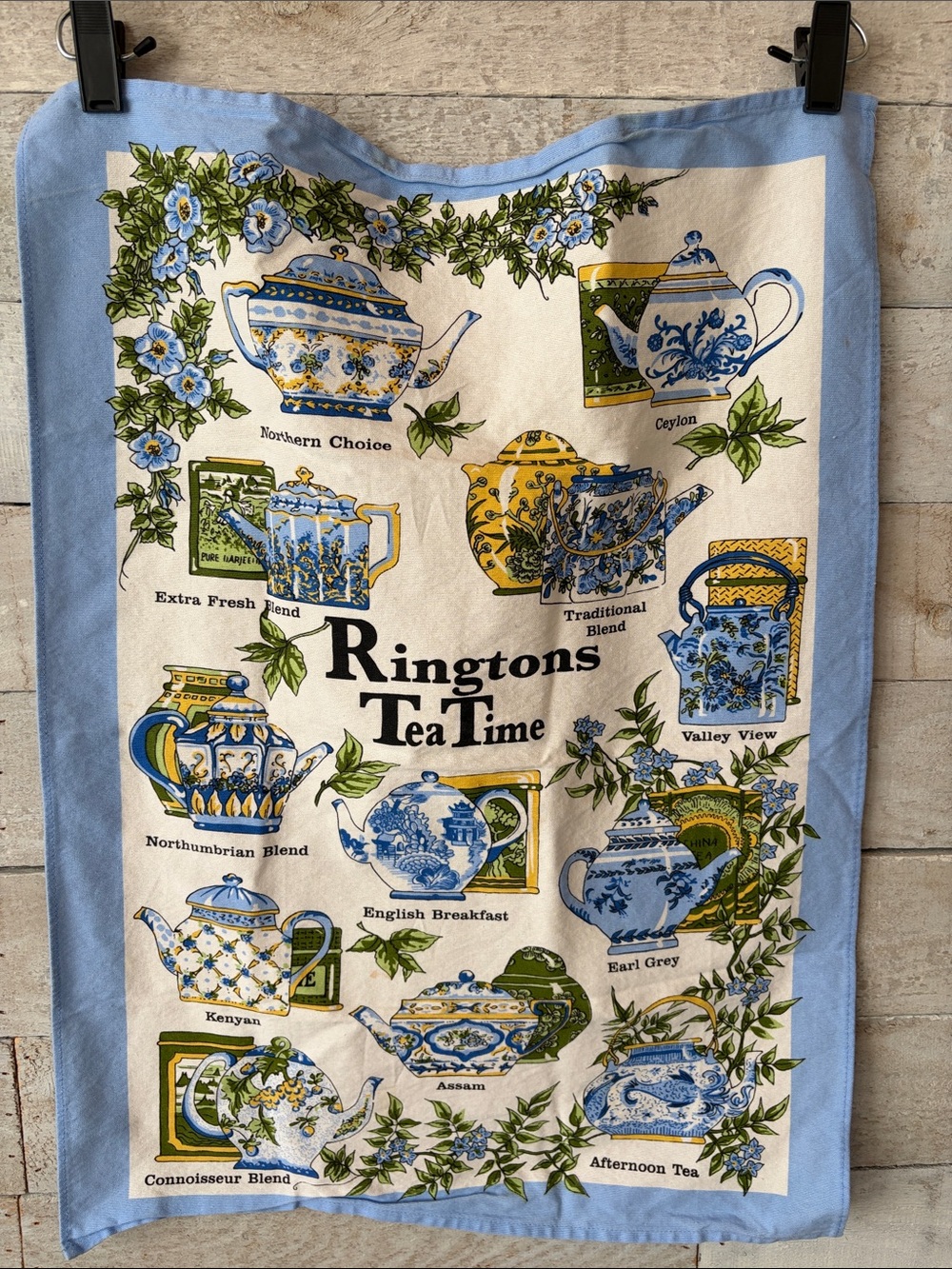 vintage Ringtons "Tea Time" cotton tea towel
